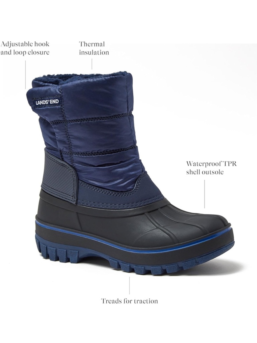 Lands' End Navy Insulated Snow Boots